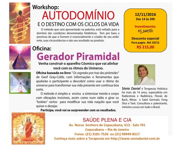 Workshop AUTODOMÍNIO com Ciclos da Vida e o GERADOR PIRAMIDAL